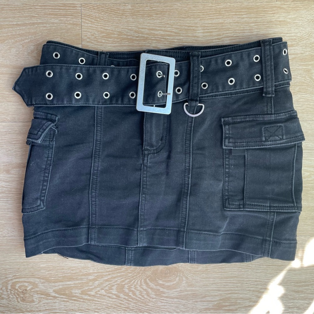 Urban outfitters micro mini belted jean skirt